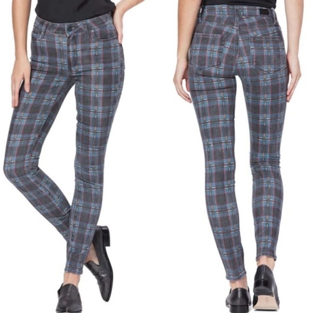 PAIGE Hoxton Ankle Black Atlantic Tartan Plaid Skinny Jean